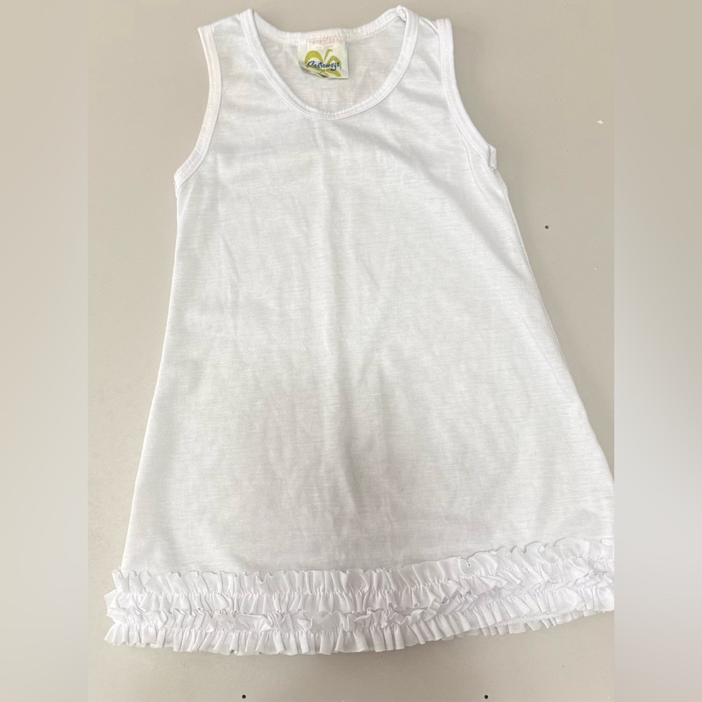 Girl's Castaways White Ruffle-Hem Girls' Tank Dress